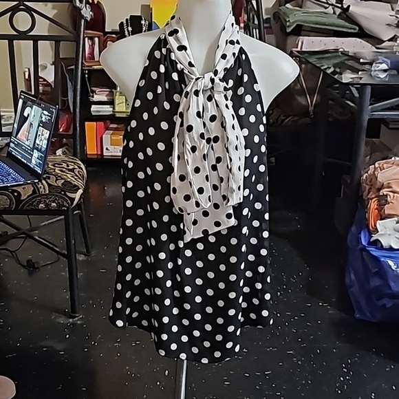 Chic Black and White Polka Dot High Low Skirt - Picture 2 of 4